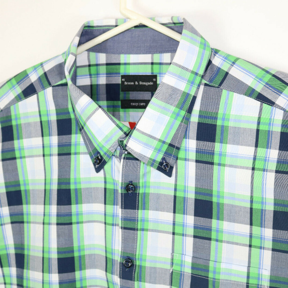 Bruun & Stengade Size 46 Green Blue Easy Care EUC - Picture 3 of 8